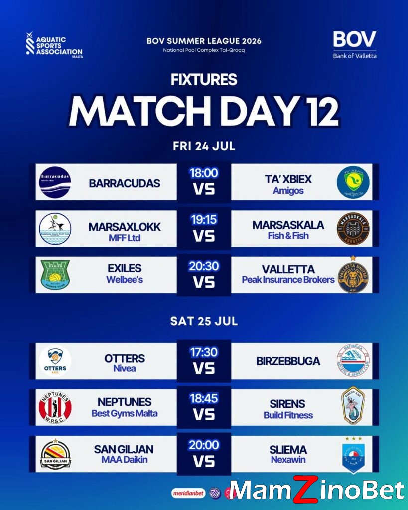 match-day-12-fixtures-819x1024 Ta' Xbiex Amigos Outpower Barracudas in High-Scoring BOV Summer League Clash